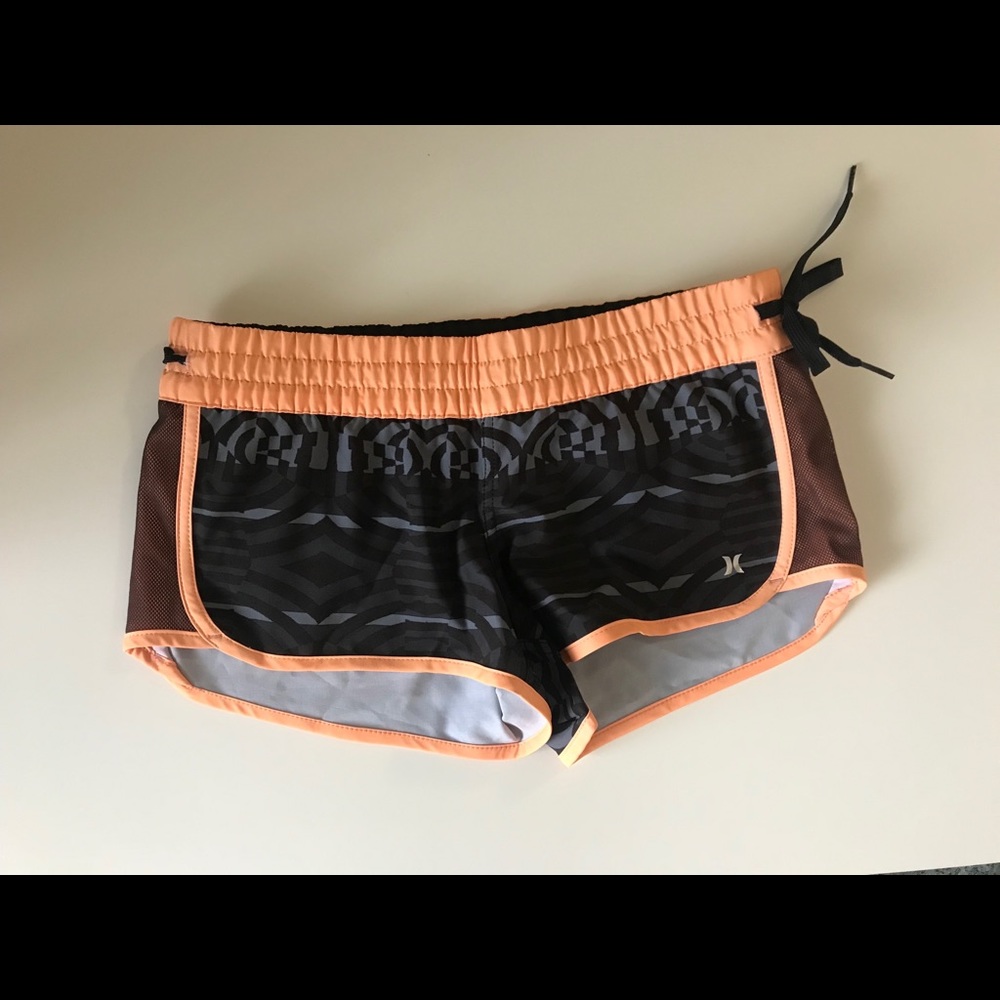 Hurley Black and Orange running shorts